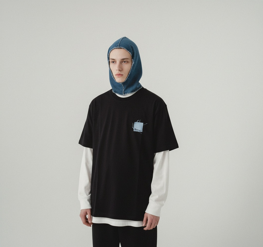 black handmade streetwear t-shirt minimal design setup