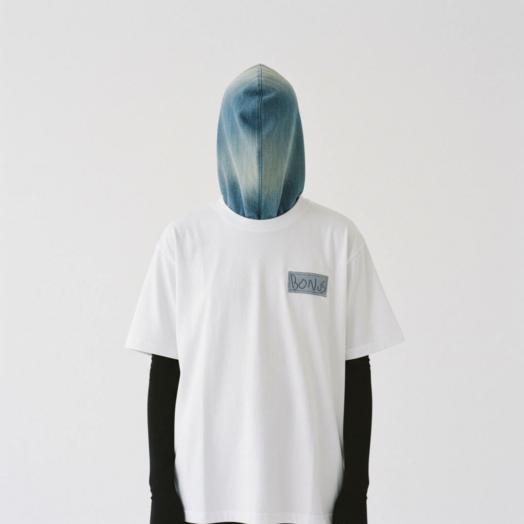 white handmade denim streetwear t-shirt