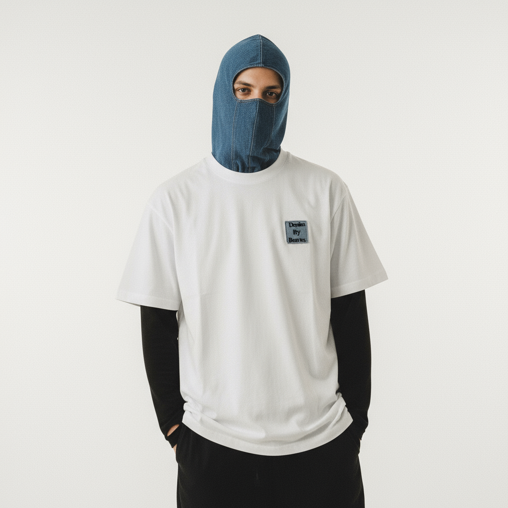 handmade white denim t-shirt texture detail