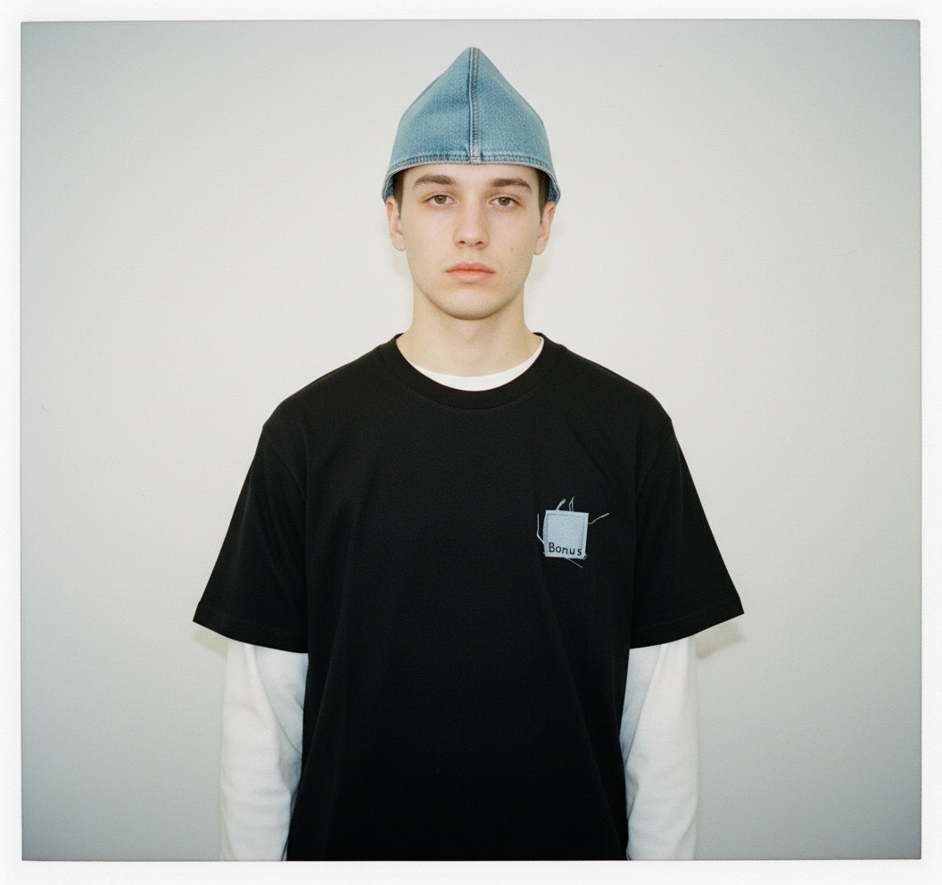 BONUS 220G Cotton T-Shirt with Denim Patch — Essential Series